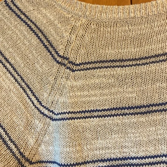 Madewell Cabin Stripe Natural & Navy Linen Silk Sweater Size M - Picture 9 of 12